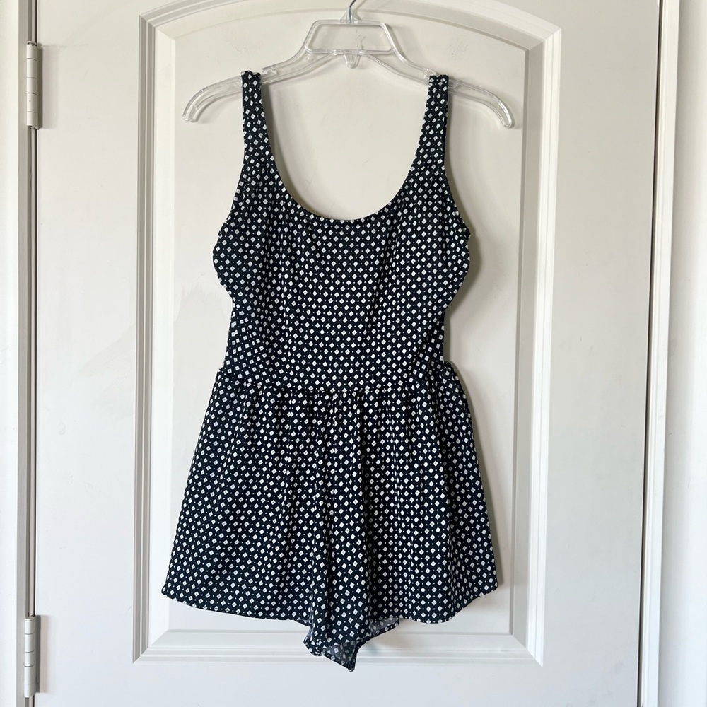 Vintage Pacific Connections One Piece Swimsuit Romper Shorts Pattern Geometric